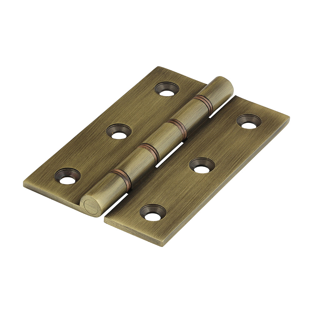 Double phosphor bronze washered hinges are made to a high specification from solid drawn brass and brass pins to guarantee no rust and a high quality long lasting finish. They are ideal for hanging internal and external doors in domestic applications. Featuring phosphor bronze washers to prevent knuckle wear and long lasting operation. Fixings included.