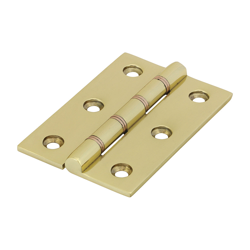 Double phosphor bronze washered hinges are made to a high specification from solid drawn brass and brass pins to guarantee no rust and a high quality long lasting finish. They are ideal for hanging internal and external doors in domestic applications. Featuring phosphor bronze washers to prevent knuckle wear and long lasting operation. Fixings included.