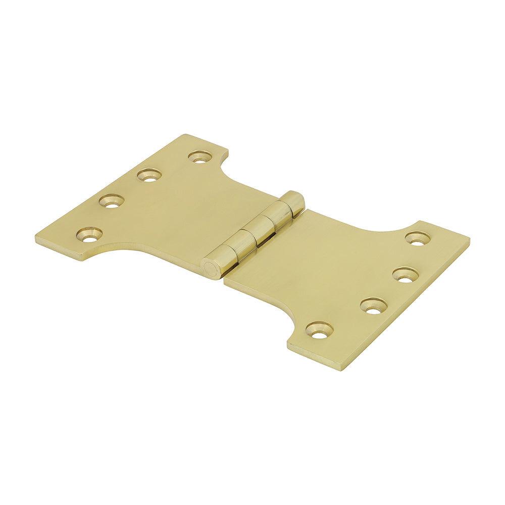 Brass parliament hinges are made from high quality extruded brass with solid brass pins to guarantee no rust and a long lasting finish.  They are ideal for internal and external doors and are commonly fitted when projecting architraves would prevent the door from opening properly when fitted with normal butt hinges. They also allow the door to open to 180 degrees making them ideal for applications when the door is required to fold back on itself