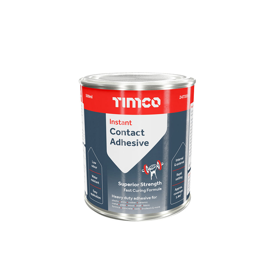 A premium grade high strength rubber based contact adhesive suitable for internal and external applications. The easily spreadable liquid formulation allows for an even and uniform bond on large surfaces such as flat roofs, laminate sheets and flooring applications.  Ideal for humid and damp environments such as kitchens and bathrooms. 