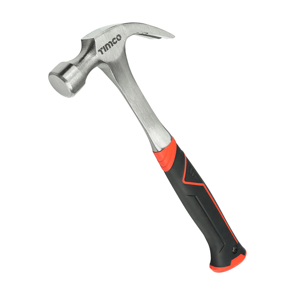 A high quality curved claw hammer, ideal for demanding jobs and fast nail driving. Manufactured from a single piece of hardened steel with a soft-grip handle to enhance comfort and reduce fatigue. 