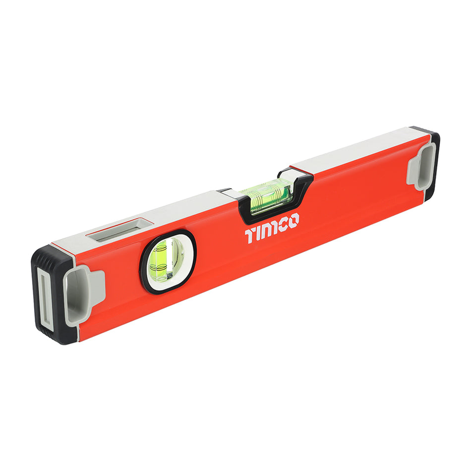 A professional beam level manufactured from lightweight and high strength aluminium. Featuring two impact resistant, high visibility and high accuracy vials, shock resistant rubber end caps and dual milled surfaces with a magnetic face. Perfect for all professional leveling applications.