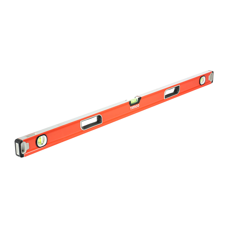 A professional beam level manufactured from lightweight and high strength aluminium. Featuring a soft grip handles, three impact resistant, high visibility and high accuracy vials, shock resistant rubber end caps and dual milled surfaces with a magnetic face. Perfect for all professional levelling applications.