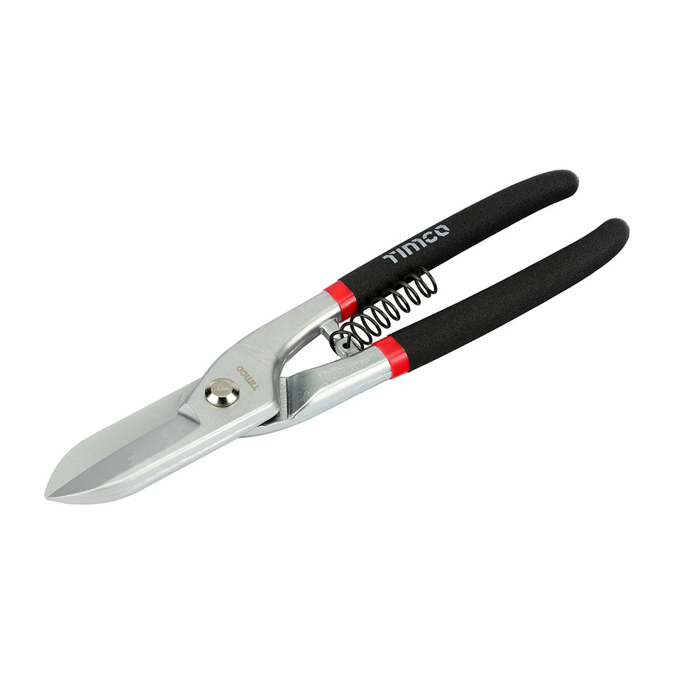 All purpose tin snips manufactured from hard wearing chrome vanadium, with polished and forged blades for making a variety of left, right and straight cuts. Featuring a rubberised coating for extra grip and comfort.