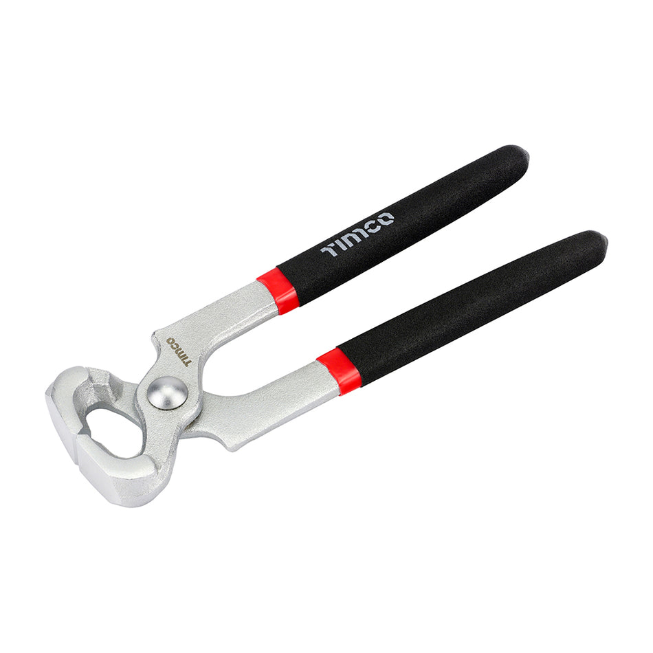 Solid carpenters end cutting pliers, manufactured from hardened chrome vanadium with ground and polished jaws for high leverage and long lasting sharpness. Featuring a rubberised coating for extra grip and comfort. Ideal for snipping and gripping nails and pins in a variety of woodworking applications.