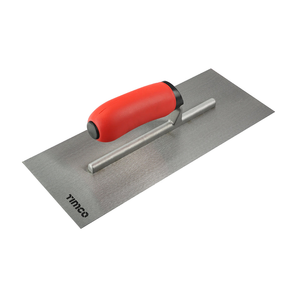 A professional stainless steel plastering trowel, specifically designed to give the very best results when applying plaster and board finishes. Featuring a hardened and tempered stainless steel blade for toughness and flexibility which minimises working time when applying product and maximises productivity with a polished surface for quick and easy removal of excess product. The aluminium shaft and soft-grip handle have been ergonomically design