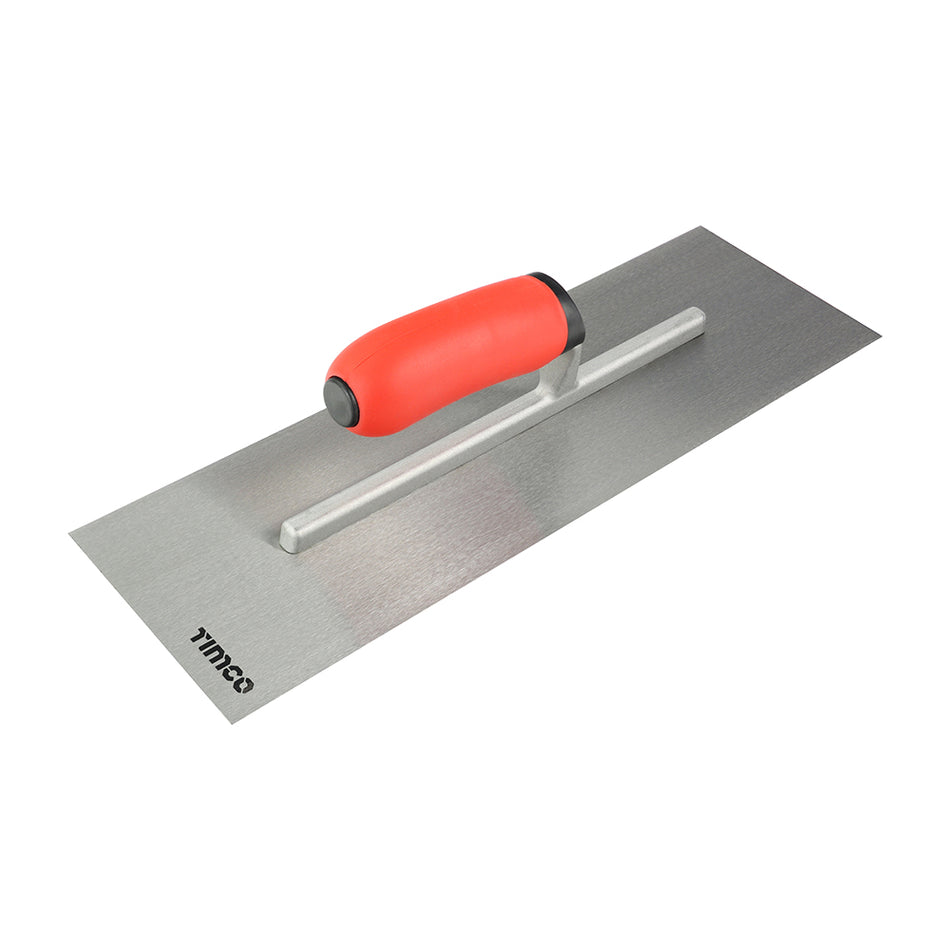 A professional stainless steel plastering trowel, specifically designed to give the very best results when applying plaster and board finishes. Featuring a hardened and tempered stainless steel blade for toughness and flexibility which minimises working time when applying product and maximises productivity with a polished surface for quick and easy removal of excess product. The aluminium shaft and soft-grip handle have been ergonomically design