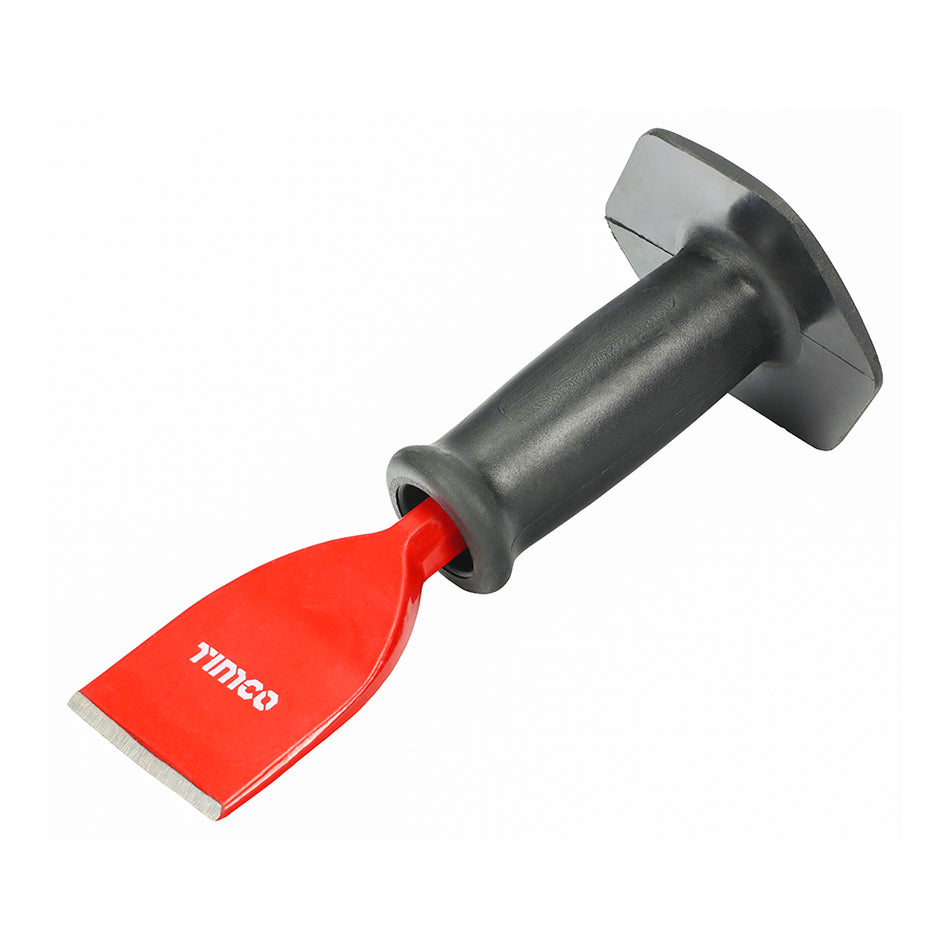 A heavy duty masonry bolster, manufactured from high quality carbon steel with a hardened and impact resistant tip for long tool working life. Featuring a domed striking head to prevent damage and a heavy duty hand guard. Ideal for use on stone, brickwork, mortar, cement and masonry.