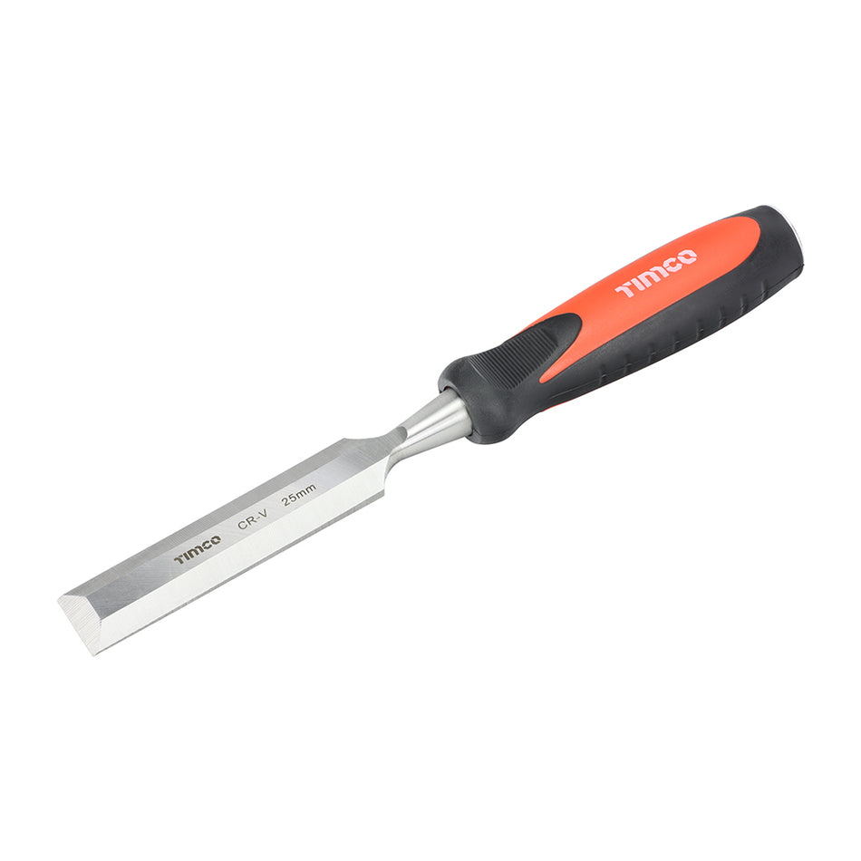 A tough and hard wearing wood chisel, engineered from hardened and tempered steel. Featuring a super soft grip, split resistant handle and a fully forged strike cap for use with hammers.