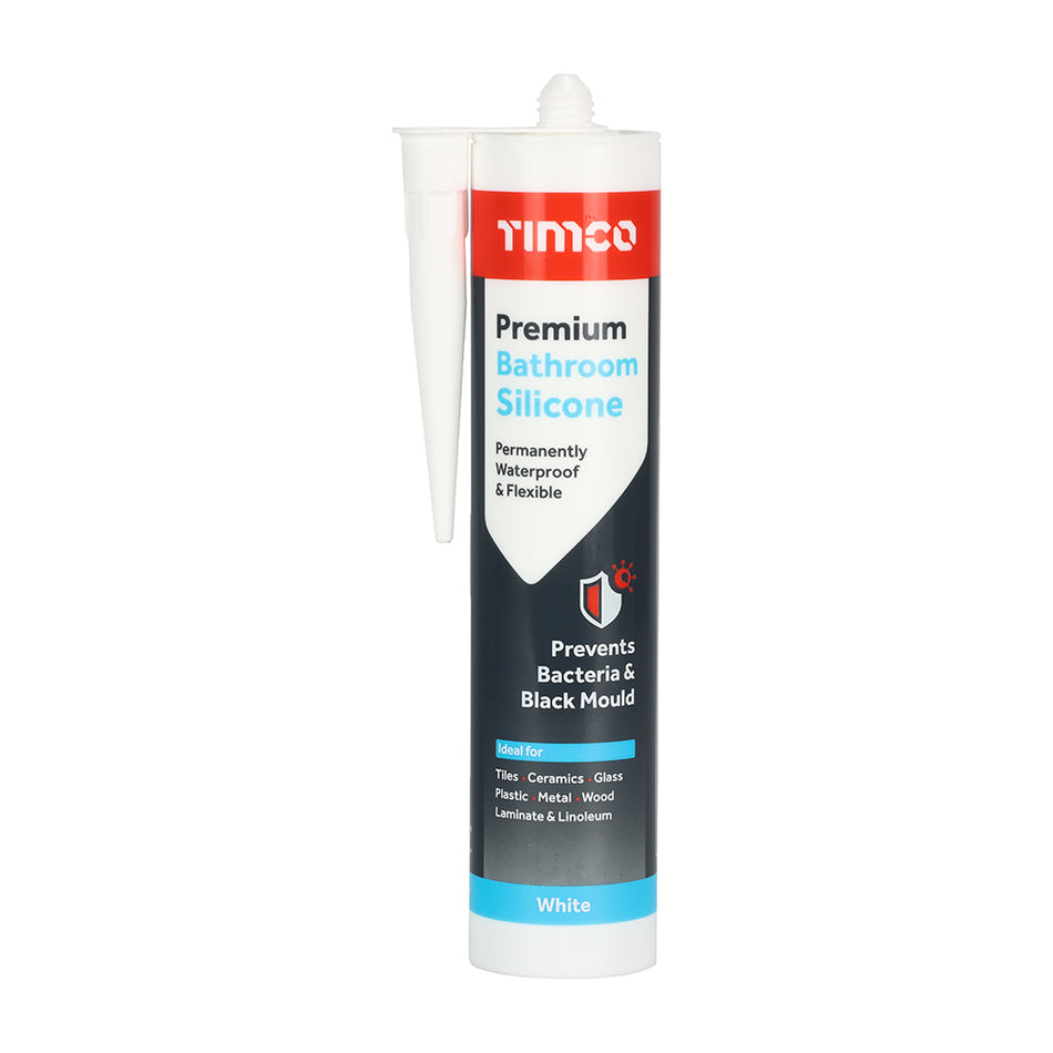 A premium grade silicone containing active anti-fungal compounds to prevent bacteria, mildew and black mould growth in areas of very high humidity and condensation. It creates a permanently watertight and flexible seal for around baths, shower bases, kitchen sinks, utility worktops, windows, doors & more. 