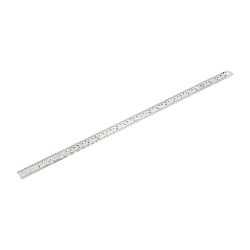 A highly accurate steel ruler, suitable for variety or tasks. Featuring a stainless steel blade with class 2 metric and imperial measurement scales.