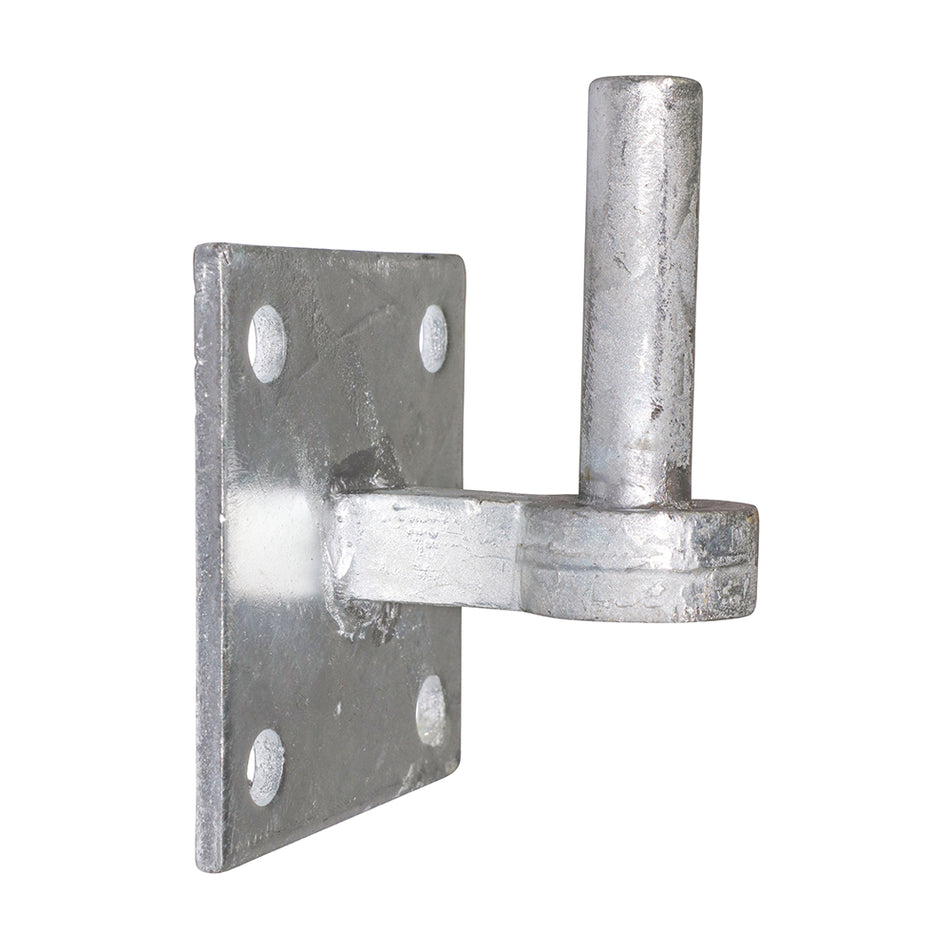 A heavy duty hook on plate to suit fieldgate bands. Enables the gate to be lifted off for maintenance purposes. Alternatively, mounting upside down will prevent the gate front being lifted off preventing unwanted access. Fixings included. 