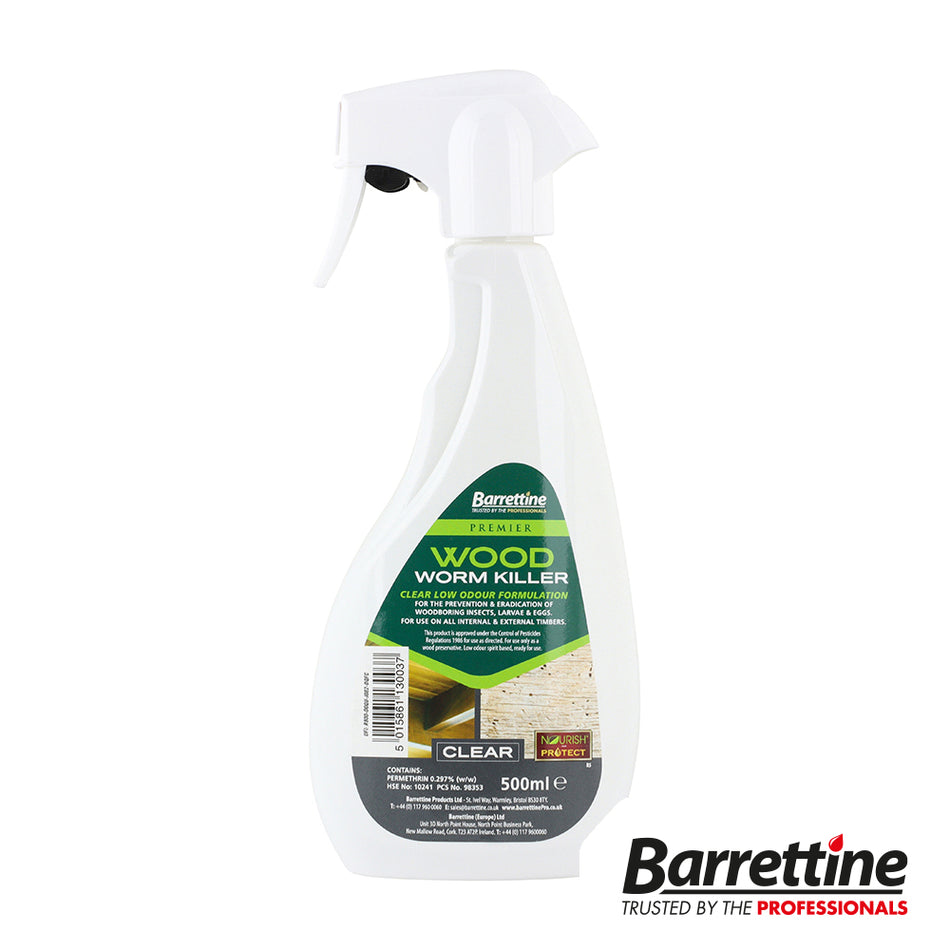 A traditional woodworm treatment for a deep penetrating low odour oil/spirit based woodworm killer. It prevents & exterminates woodworm and wood boring insects from treated timber.