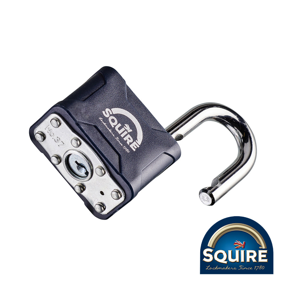 A medium-duty range of laminated double deadlocking padlocks for home use.Â  Featuring a hardened steel shackle and laminated steel padlock body with anti-corrosion finish. 