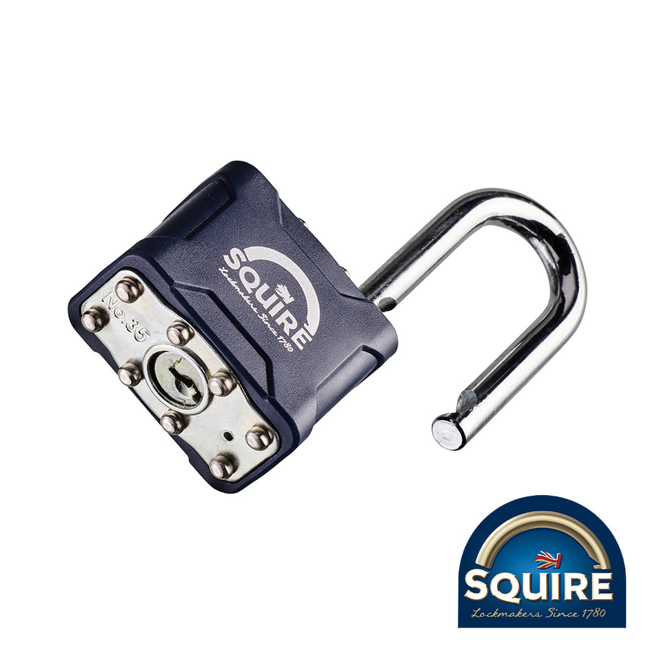 A medium-duty range of laminated double deadlocking padlocks for home use.Â  Featuring a hardened steel shackle and laminated steel padlock body with anti-corrosion finish. 