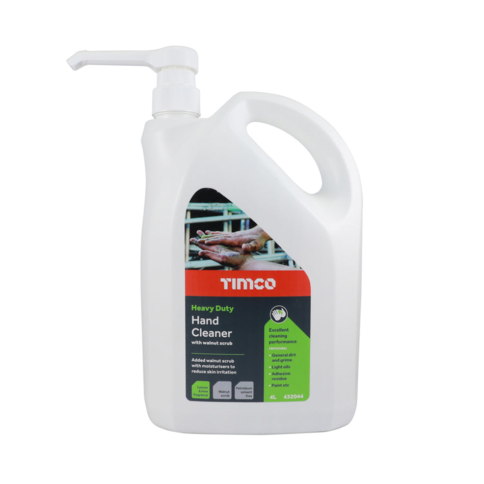 TIMCO Heavy Duty Hand Cleaner is formulated to remove general dirt and grime, paint, adhesive residue and more. With added walnut scrub to reduce skin irritation after frequent use. Contains natural citrus oil and moisturisers to leave the skin feeling clean, fresh and smooth. 