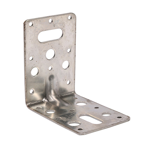 A versatile and general purpose 90Â° bracket used to strengthen timber joints. Manufactured from A2 Stainless Steel for ultimate corrosion resistance. Stainless steel must be used where there is corrosive environment and/or the base material has inherent corrosive characteristics e.g. Green Oak.