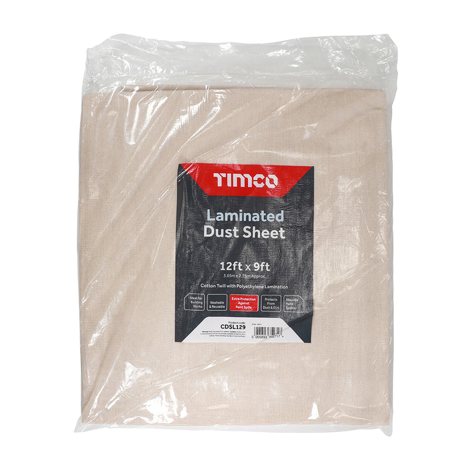 The same high quality dust sheet with a lamination to greatly reduce risk of paint and liquid soak-through.    