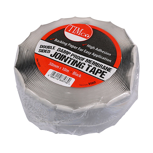 A high performance double sided butyl tape used for bonding DPMs. Use with TIMco High Strength PVC Builders Tape to provide a continuous damp proof seal between two sheets, where joints cannot be avoided.