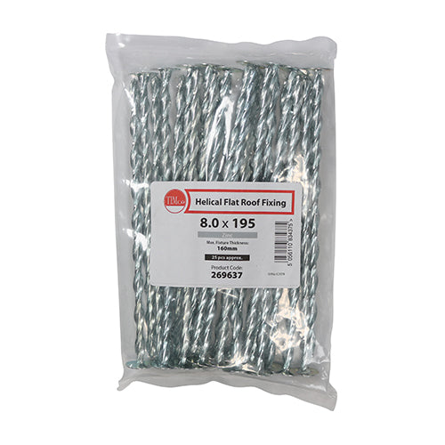 Hammer driven fixing frequently used for securing structural 6mm plywood composite insulation board to flat roofing systems. Manufactured from zinc plated high tensile steel, the fixing twists into timber without the need for pre-drilling.