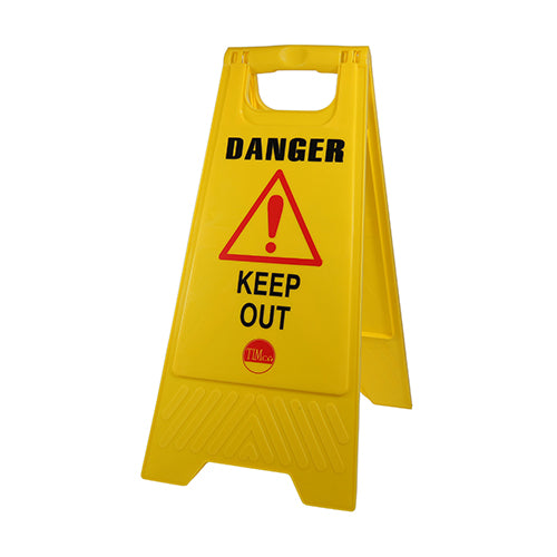 Light weight, a-frame safety signs with double sided printing, for temporary marking of potential hazards in the workplace or in public areas. 