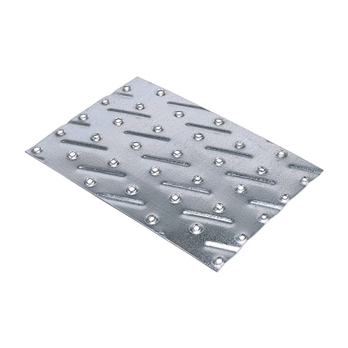 A versatile perforated plate used for connecting or repairing timber. All holes are pressed countersunk to aid location of the nail and to give a flush finish. Manufactured from galvanised steel to give a high level of corrosion resistance.