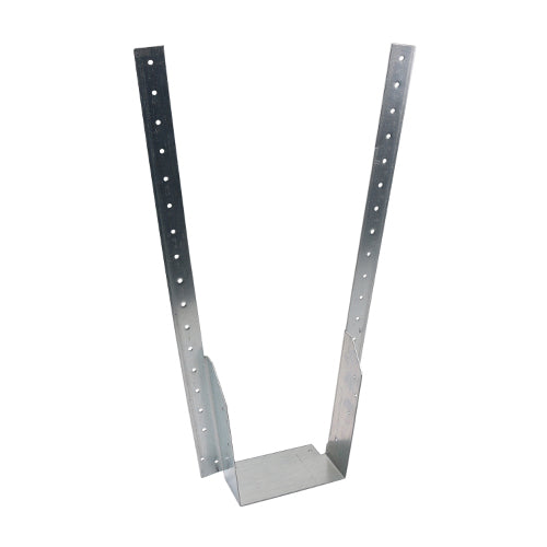 Specifically designed for deeper timber to timber applications. Ideal for loft conversions and â€œunder-slungâ€ floor joist applications where the hanger extends below the supporting beam. They have increase leg lengths so that all widths can take up to a 250mm deep joist. Manufactured from Pre-Galvanised Steel to give a high level of corrosion resistance.