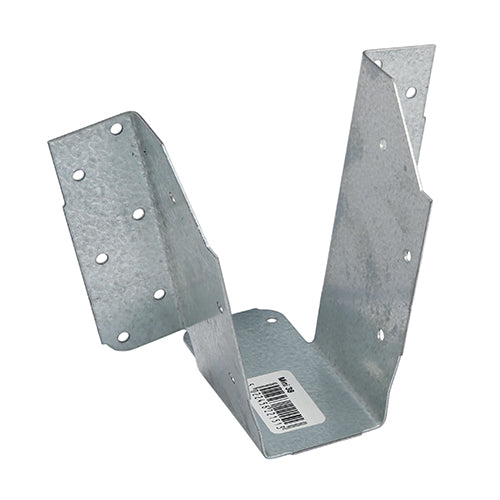 Designed to give a small and economic light weight timber to timber connection such as loft hatches and decking. Timber to timber joist hangers are suitable for light duty applications such as ceiling joists, decking and trimmers. Manufactured from pre-galvanised steel to give a high level of corrosion resistance. NOTE: Tag on base of the hanger helps avoid rotation.