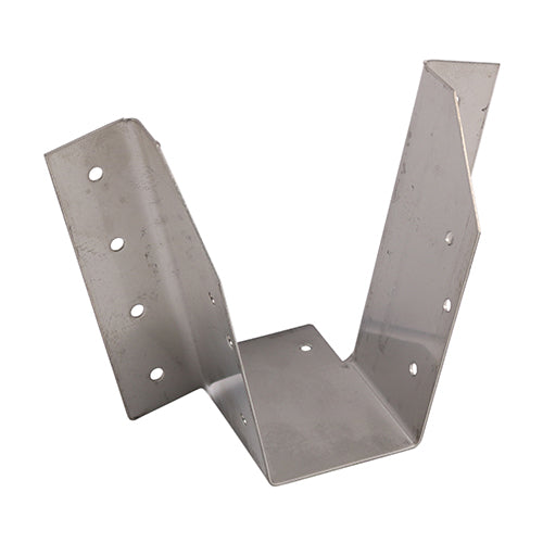 Designed to give a small and economic light weight timber to timber connection such as loft hatches and decking. Timber to timber joist hangers are suitable for light duty applications such as ceiling joists, decking and trimmers. NOTE: Tag on base of the hanger helps avoid rotation.
Manufactured from A2 Stainless Steel for ultimate corrosion resistance. Stainless steel must be used where there is corrosive environment and/or the base material h