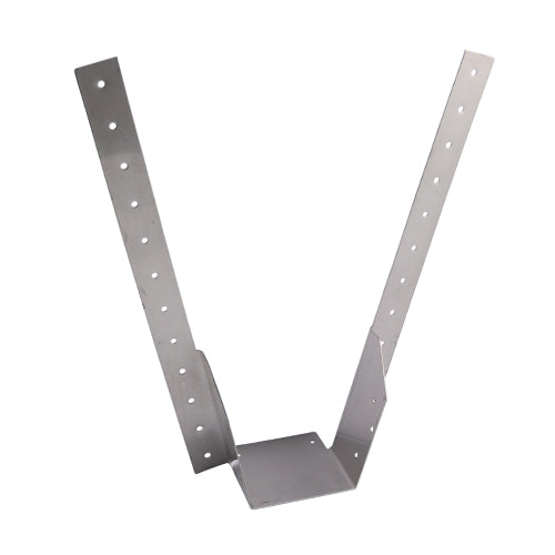 The TIMco Timber Hanger range has been designed as simple solution for various timber to timber connections such as joists and stairwell trimming. They have increased leg lengths so that all widths can take up to a 225mm deep joist. 
Manufactured from A2 Stainless Steel for ultimate corrosion resistance. Stainless steel must be used where there is corrosive environment and/or the base material has inherent corrosive characteristics e.g. Green Oa