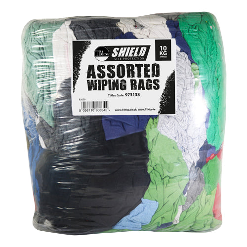 Large quantity of mixed rags in a vacuum pack for convenient storage and dispensing. Ideal for general cleaning and wiping jobs on site.