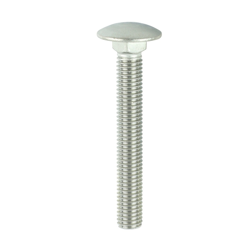 A domed head bolt with a square anti spin shoulder mainly used for clamping timber or attaching ironmongery to timber. Manufactured from A2 Stainless Steel offering superior corrosion resistance, perfect for external applications. Stainless steel must be used where there is corrosive environment and/or the base material has inherent corrosive characteristics e.g. Green Oak. NOTE: Nuts not included. 