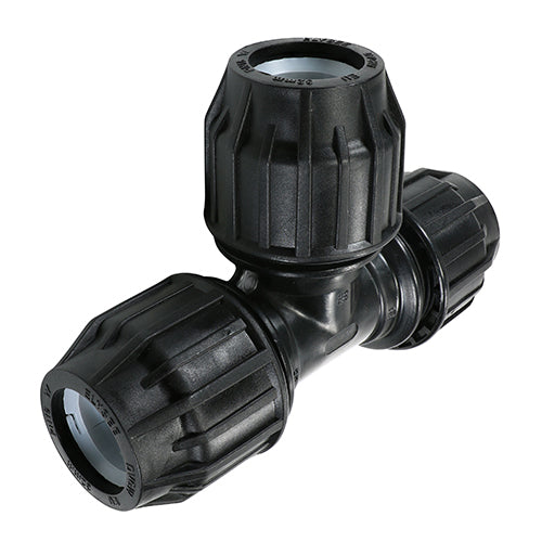 Provides the ability to connect three separate lengths of pipe into one. MDPE pipes should all be the same diameter.