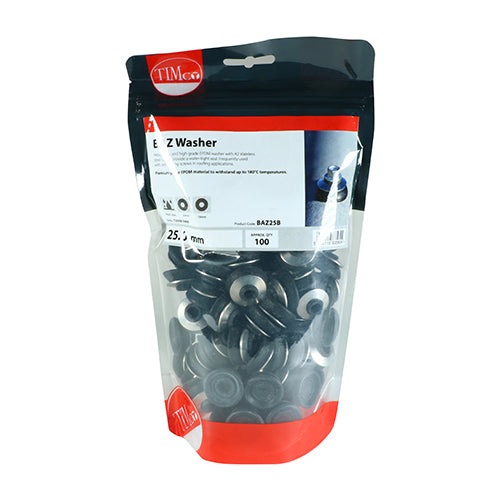 Heavy duty and high grade EPDM washer with A2 stainless steel cap to provide a water-tight seal. Also known as a BAZ washer. Frequently used with self-drilling screws in roofing applications.