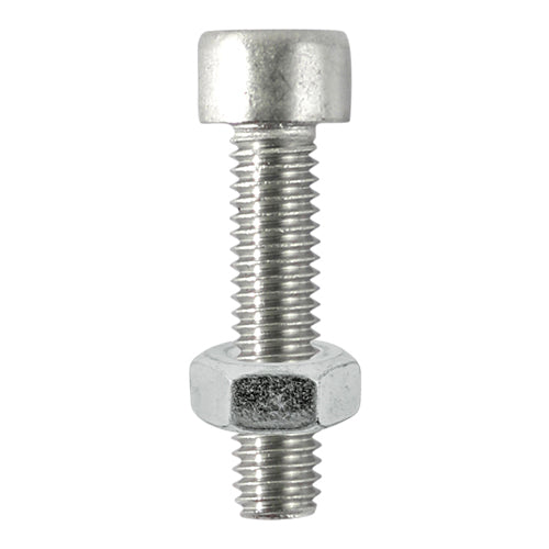 Socket head cap screws are designed to be used with the head protruding. Manufactured from A2 Stainless Steel offering superior corrosion resistance, perfect for external applications. Stainless steel must be used where there is corrosive environment and/or the base material has inherent corrosive characteristics. NOTE: Nuts included. 