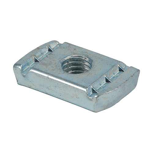 Channel nuts are used to secure standard metric threaded fasteners, such as threaded bar into framing channel or strut. A system that is frequently used for hanging cable management trays, ducting systems, electrical panels, air conditioning units, junction boxes or piping clamps. 