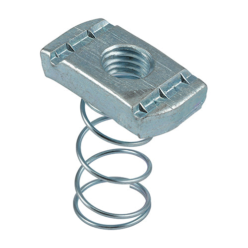 Channel nuts are used to secure standard metric threaded fasteners, such as threaded bar into framing channel or strut. A system that is frequently used for hanging cable management trays, ducting systems, electrical panels, air conditioning units, junction boxes or piping clamps. 