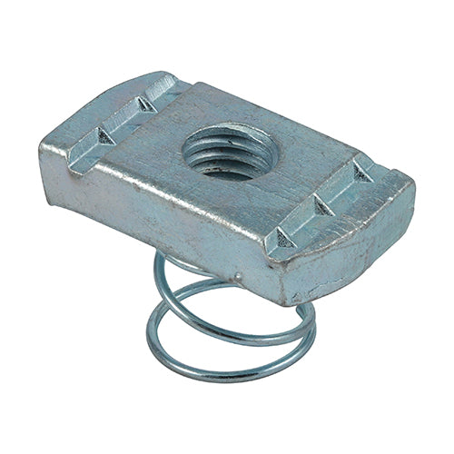 Channel nuts are used to secure standard metric threaded fasteners, such as threaded bar into framing channel or strut. A system that is frequently used for hanging cable management trays, ducting systems, electrical panels, air conditioning units, junction boxes or piping clamps. 