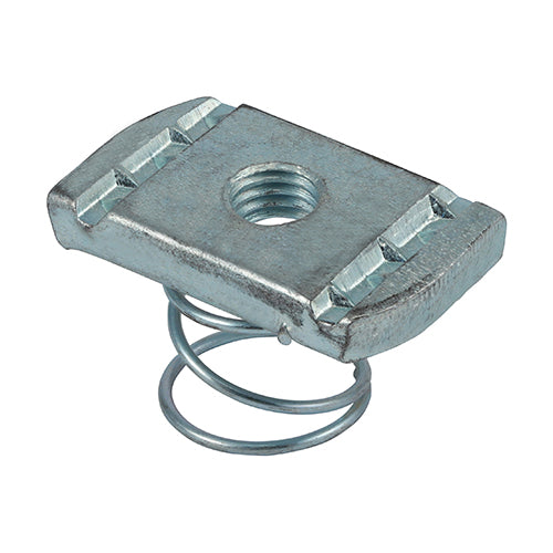 Channel nuts are used to secure standard metric threaded fasteners, such as threaded bar into framing channel or strut. A system that is frequently used for hanging cable management trays, ducting systems, electrical panels, air conditioning units, junction boxes or piping clamps. 