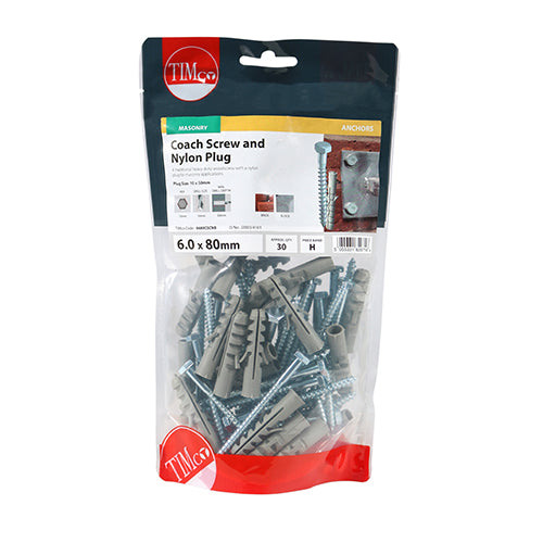 A traditional heavy duty woodscrew with a nylon plug for masonry applications. 