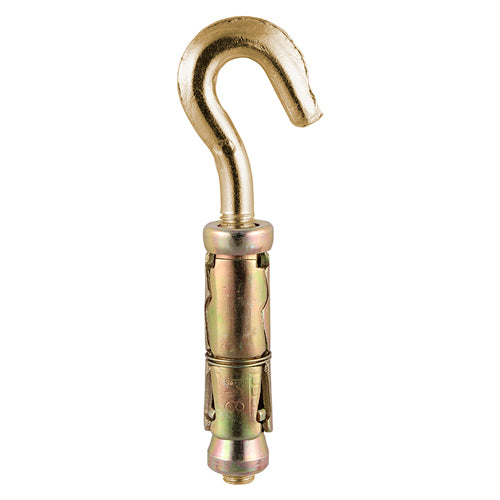 A useful threaded hook bolt for attaching ropes or cables, complete with three segment shield anchor. Manufactured using a forging process for extra strength preventing the hook from opening out when the load is applied. 