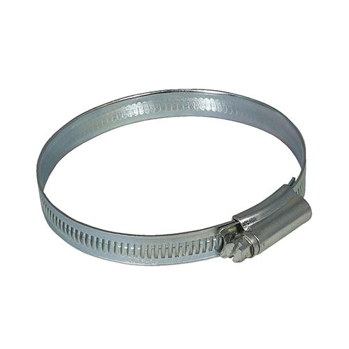 Zinc plated carbon steel worm drive hose clips with a 7mm slotted hex.