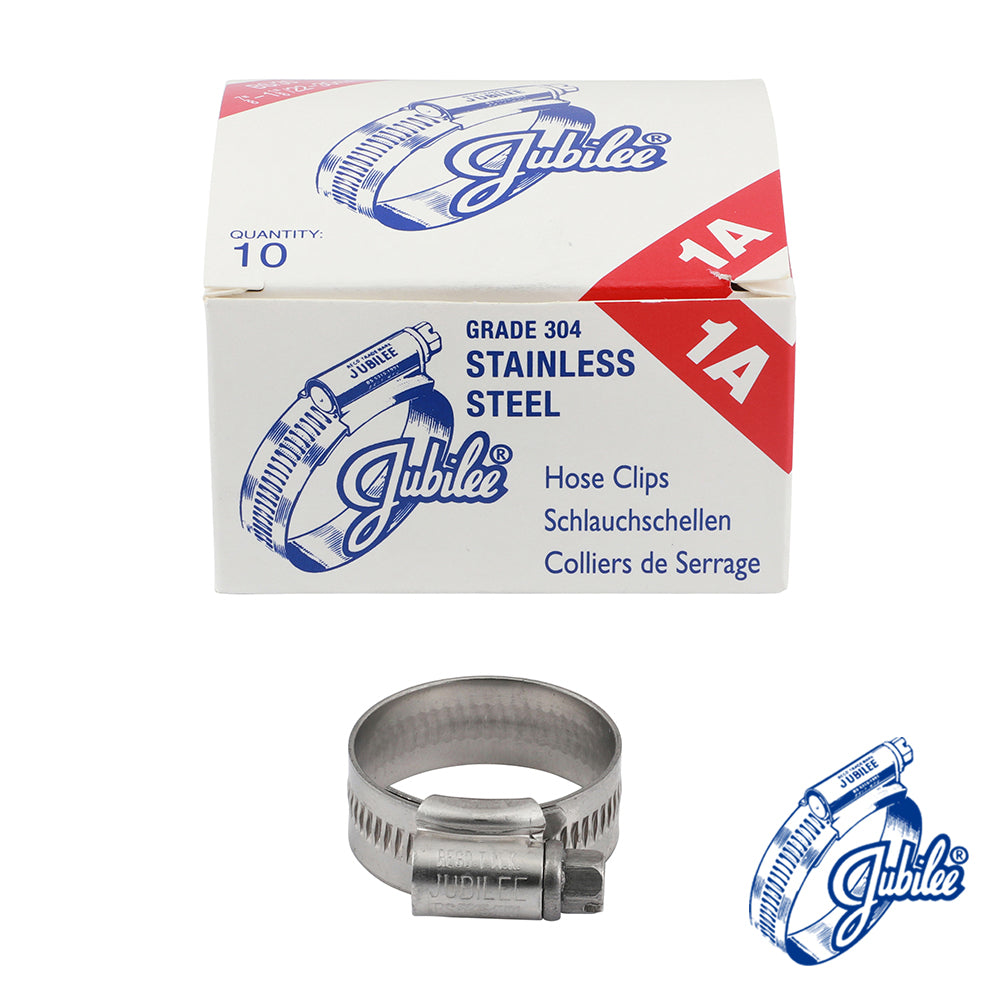 The original JubileeÂ®Â Clip, the product that started it all! For the vast majority of applications this sturdy worm drive hose clip is more than suitable. Available as a mild steel zinc protected or stainless steel clamp in 304 stainless steel; this product also has a band that is continuously threaded enabling extra flexibility when adjusting the clip to the correct size. The smooth inside profile of the band and rolled edges give protection fo