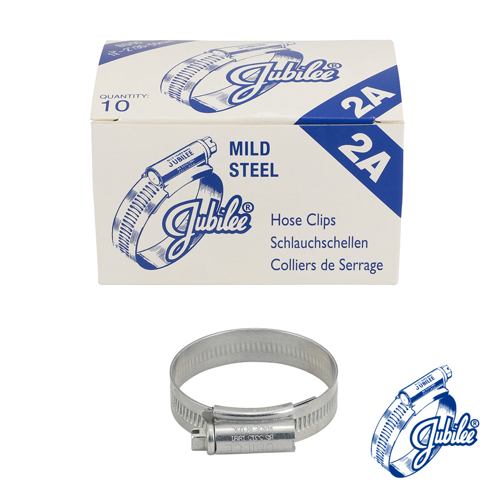 The original JubileeÂ®Â Clip, the product that started it all! For the vast majority of applications this sturdy worm drive hose clip is more than suitable. Available as a mild steel zinc protected or stainless steel clamp in 304 stainless steel; this product also has a band that is continuously threaded enabling extra flexibility when adjusting the clip to the correct size. The smooth inside profile of the band and rolled edges give protection fo