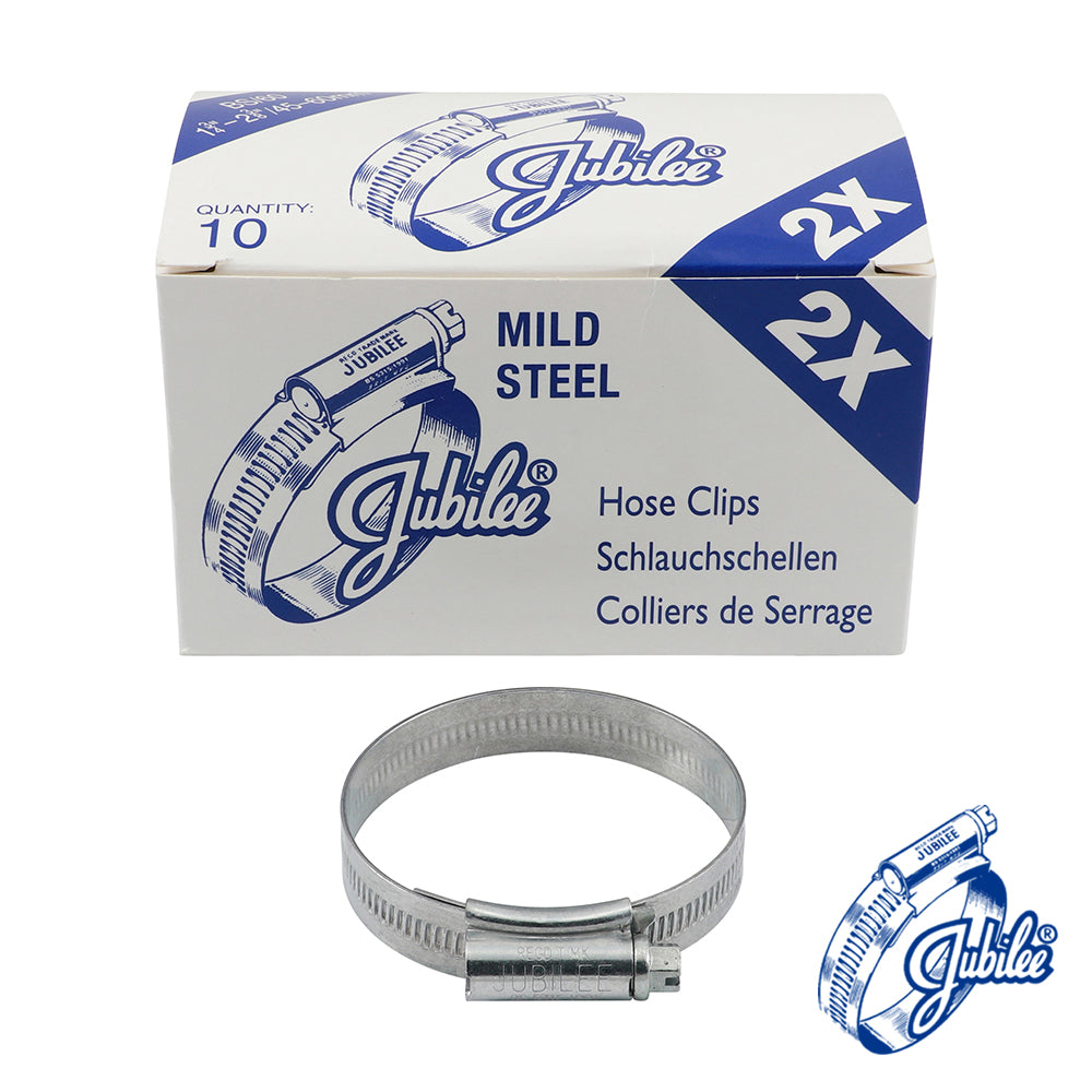 The original JubileeÂ®Â Clip, the product that started it all! For the vast majority of applications this sturdy worm drive hose clip is more than suitable. Available as a mild steel zinc protected or stainless steel clamp in 304 stainless steel; this product also has a band that is continuously threaded enabling extra flexibility when adjusting the clip to the correct size. The smooth inside profile of the band and rolled edges give protection fo