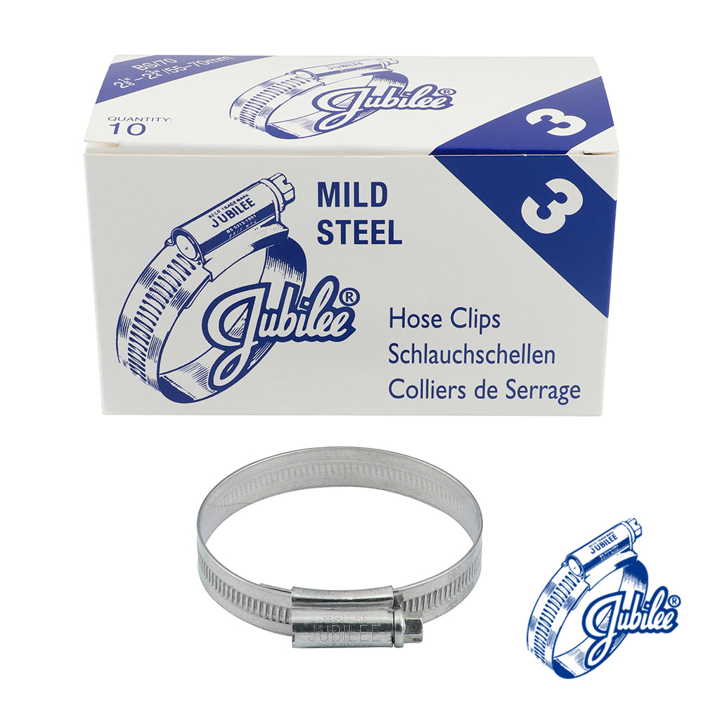 The original JubileeÂ®Â Clip, the product that started it all! For the vast majority of applications this sturdy worm drive hose clip is more than suitable. Available as a mild steel zinc protected or stainless steel clamp in 304 stainless steel; this product also has a band that is continuously threaded enabling extra flexibility when adjusting the clip to the correct size. The smooth inside profile of the band and rolled edges give protection fo