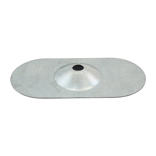 Frequently used with long screws to attach insulation material to timber. Oval type for use in softer materials, accommodates countersunk screws and recesses itself into insulation for a flush finish.