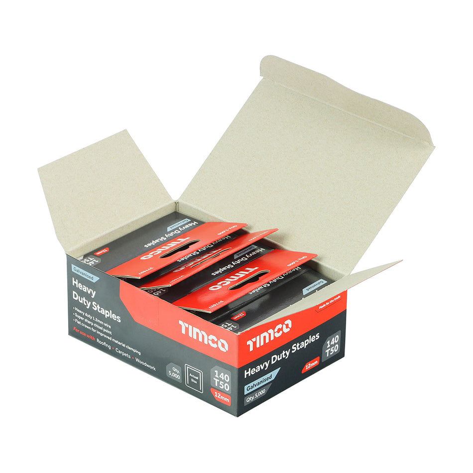 Heavy duty staples suitable for a range of professional second fix applications including carpet fitting, roof insulating, woodworking and more.