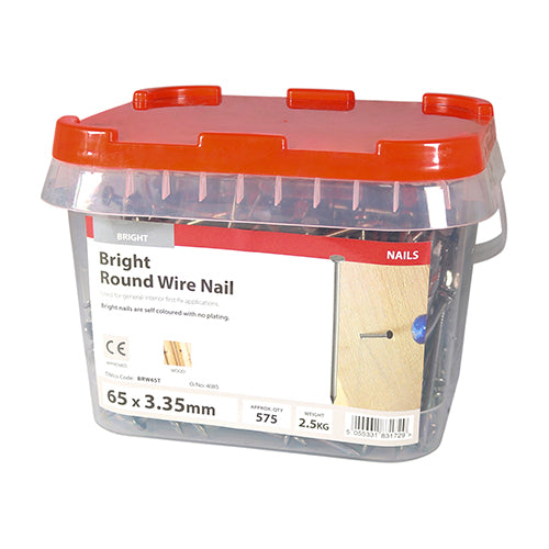 General use with full round head for clamping. Bright nails are self coloured and have no plating.