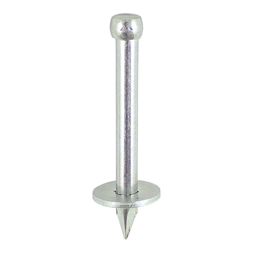 Hardened nail with a loose washer specifically designed for fixing thin sheet materials like plastic trunking and cable trays toÂ masonryÂ and concrete blocks.